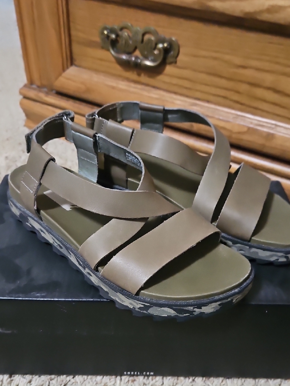 Olive Green Strappy Platform Sandals
